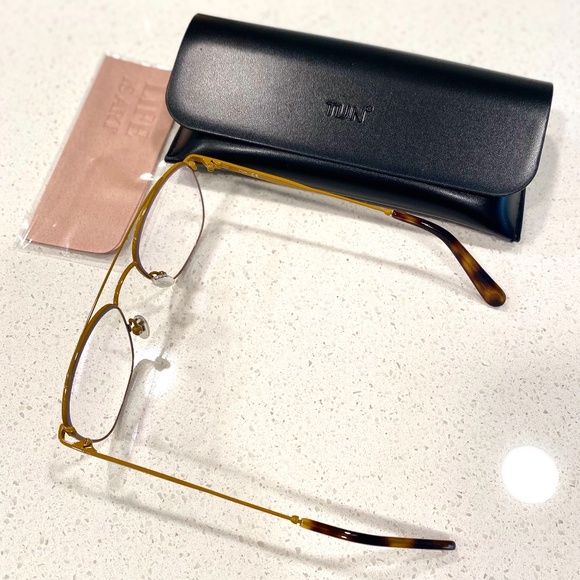 TIJN MUSTARD GOLD AVIATOR BLUE LIGHT GLASSES - Picture 2 of 4